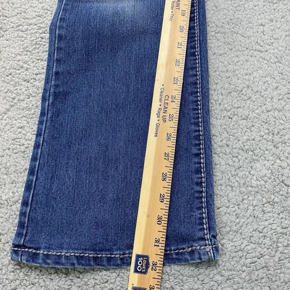 Nine West Ramses Bling Boot Jeans Women 12 Blue Denim Flap Pockets Western